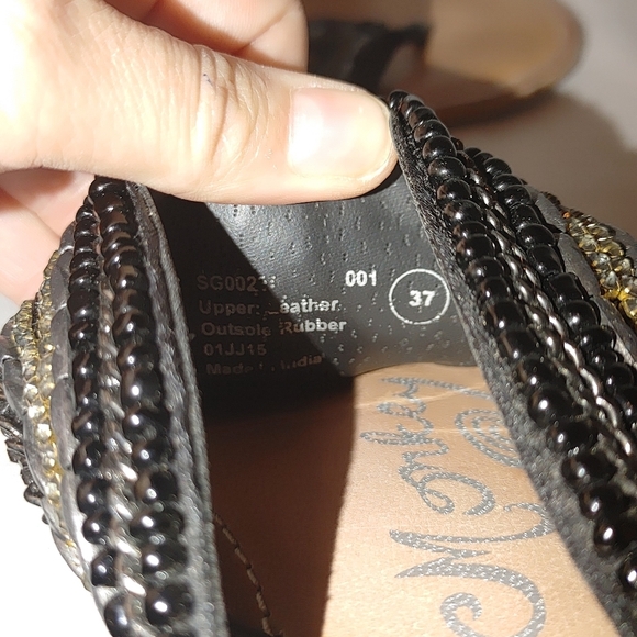 Naughty Monkey Bejeweled Sandal Flip Flop‎ Leather Black 37 Beaded Gem Jeweled - Picture 8 of 9
